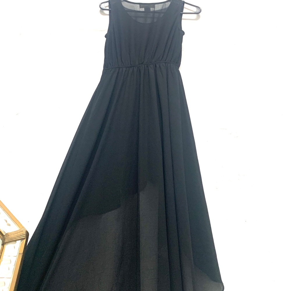 High low cut black dress